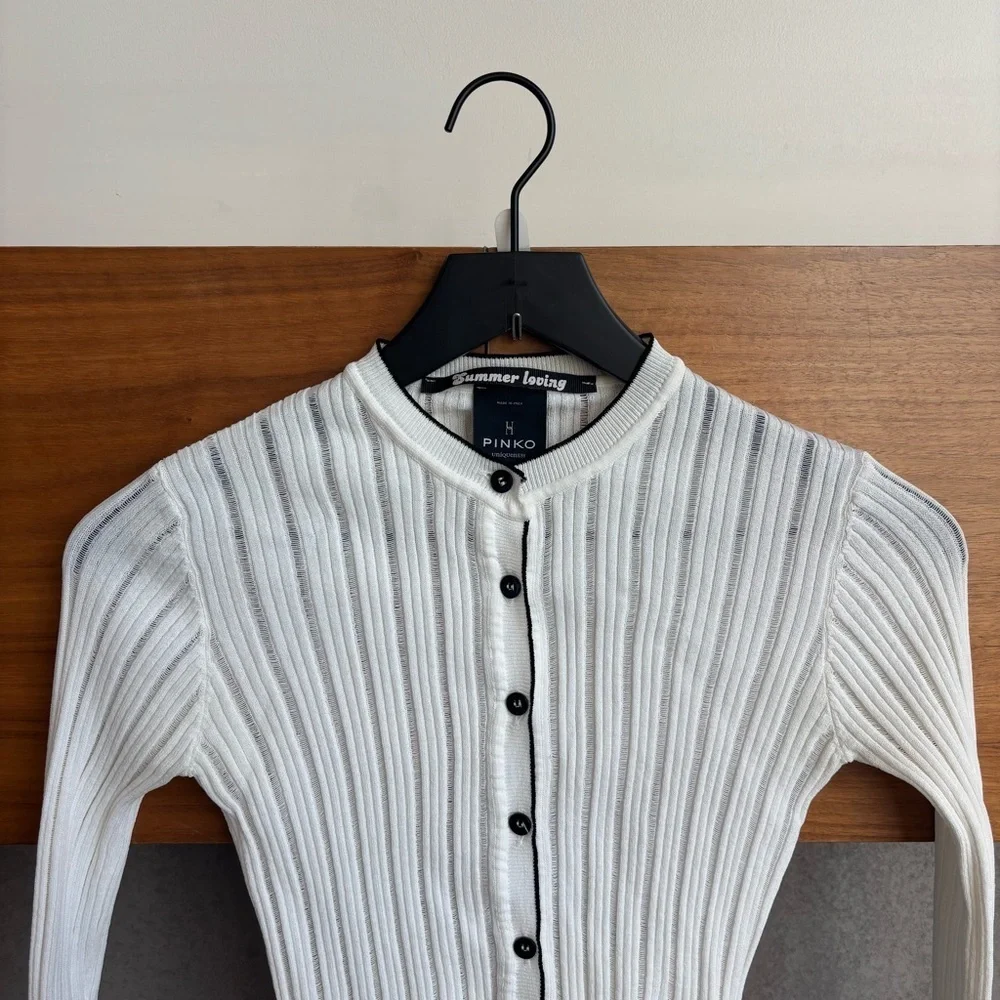 Pinko Long Sleeves Cable Cardigan, Size XS